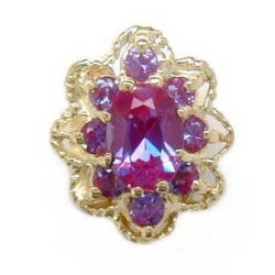 A1605 14K OV AND ROUND CREATED ALEXANDRITE SLIDE 